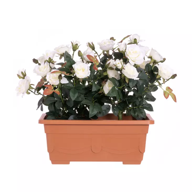 Miniruusu parvekeruukussa valkoinen - Tekokasvit ja muovikukat - 6410416439662 - 1