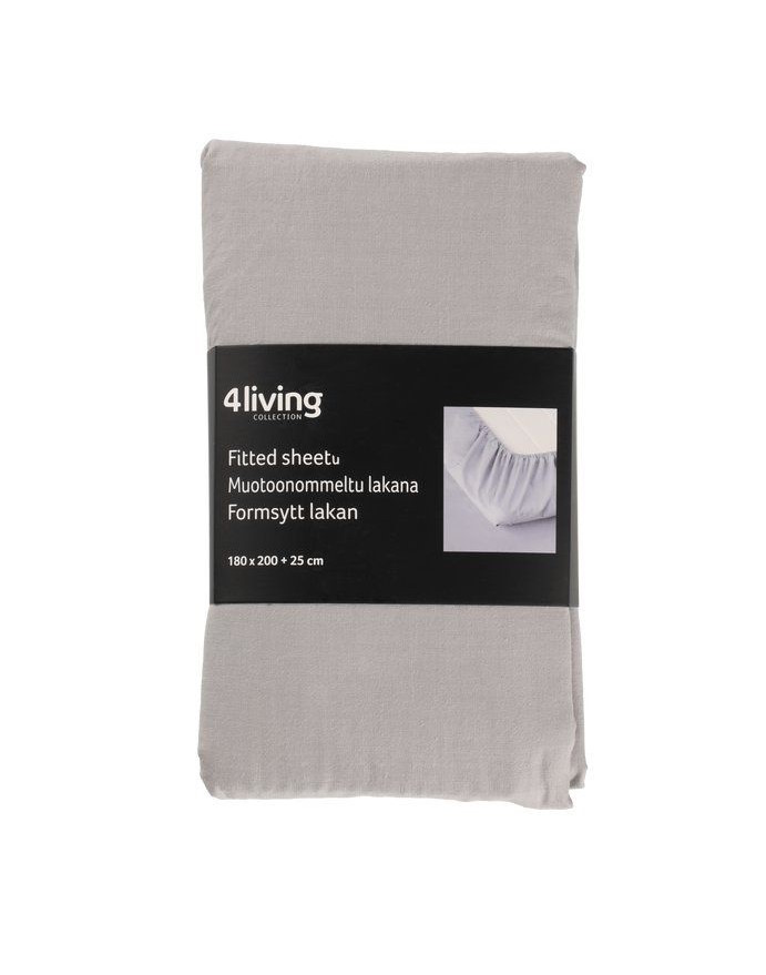 Muotoonommeltu lakana 180x200+25 harmaa - Pussilakanat, petivaatteet ja tyynyt - 6410416306162 - 1
