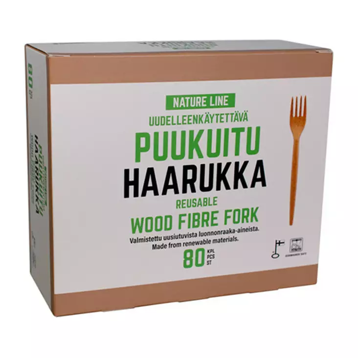 PUUKUITU HAARUKKA 80KPL / 17CM - Kertakäyttöaterimet - 6430077240162 - 1