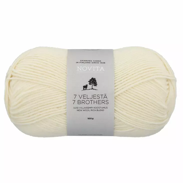 Novita 7 veljest=C3=A4 luonnonvalkoinen 010 - Sukkalangat - 6412618201122 - 1