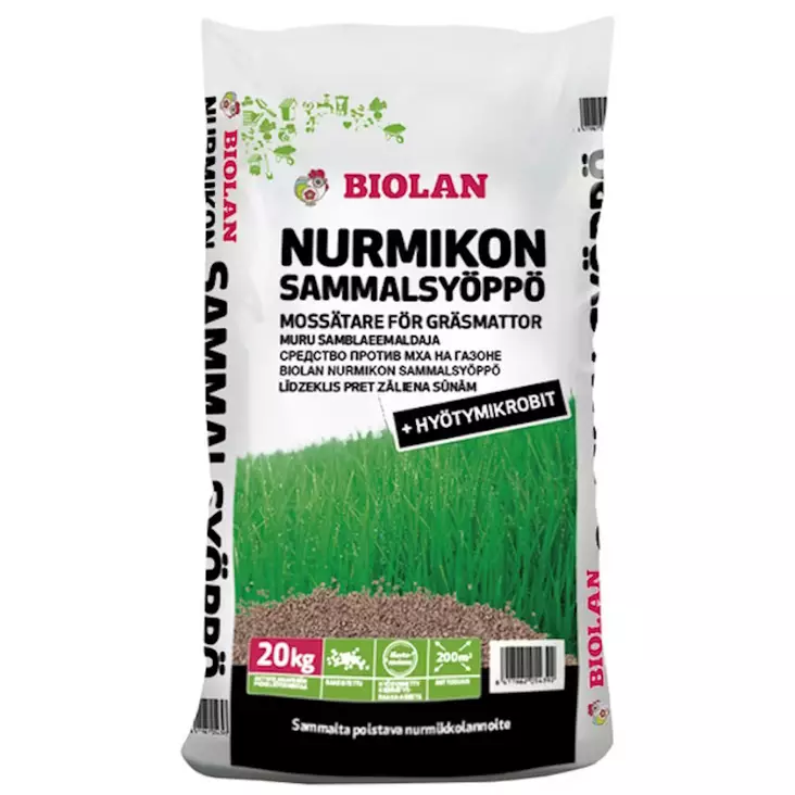 nurmikon sammalsy=C3=B6pp=C3=B6 biolan 20kg - Lannoitteet - 6411962054392 - 1