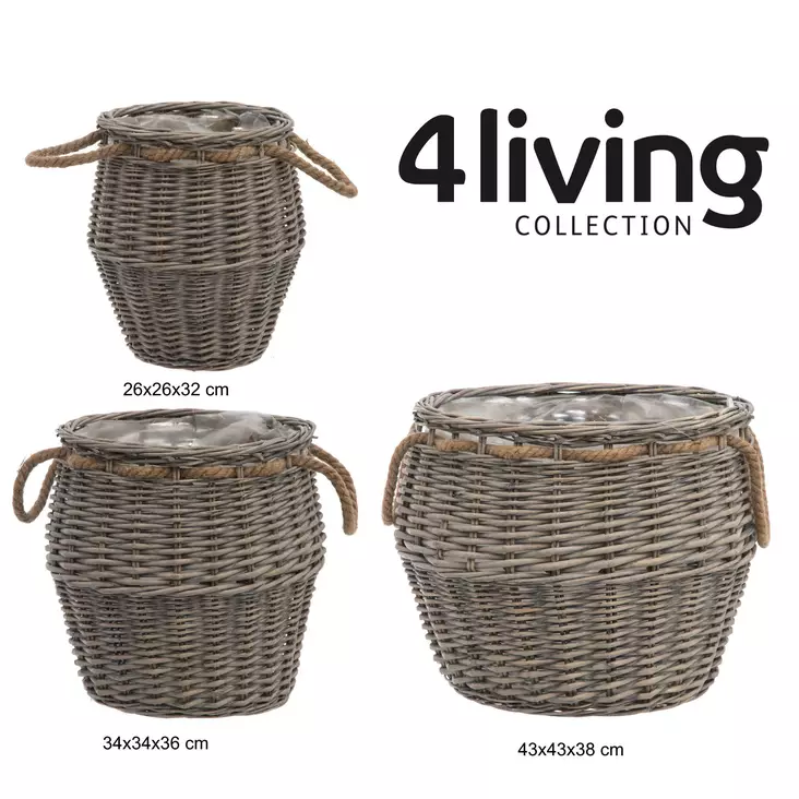 Pajukori juuttikahvoilla pyöreä - Sisustuskorit ja puulaatikot - 6410413019102 - 1