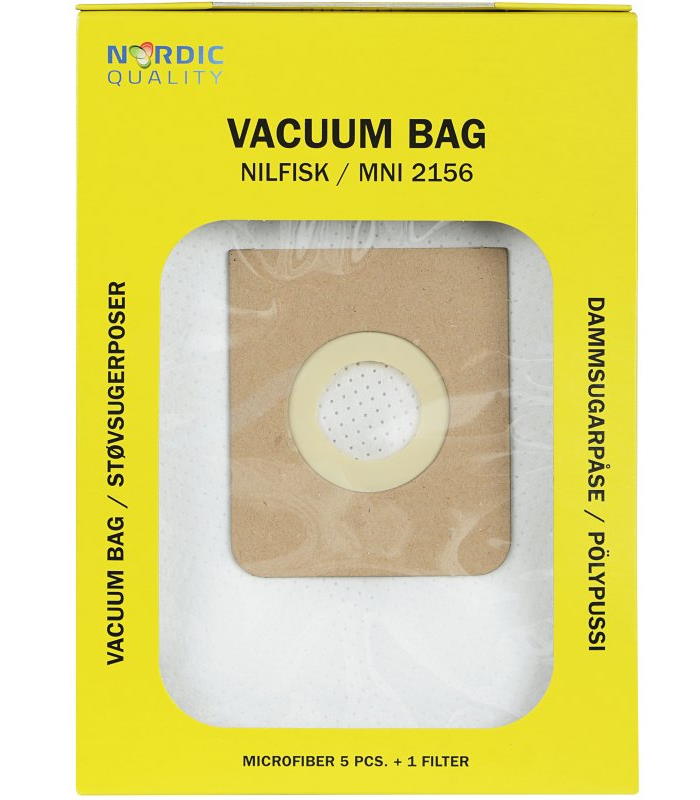 Pölypussit, 5 kpl. + 1 filter MNI 2156 Nordic Quality Vacuum - Pölypussit ja suodattimet - 5706470076402 - 1