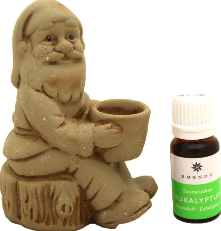 Saunatonttu istuva ja saunatuoksu eukalyptus 10ml Emendo - Sauna- ja löylytuoksut - 6417892022722 - 1