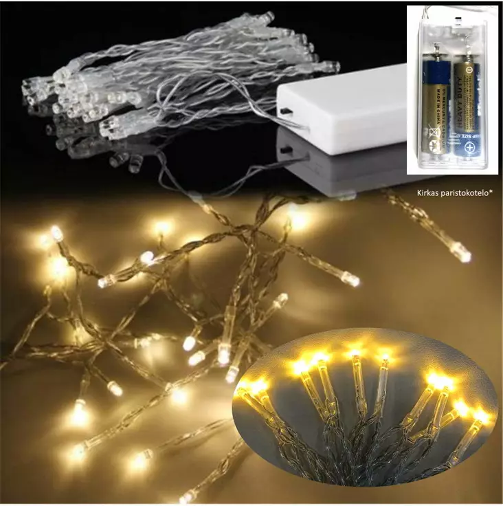 SISÄVALOSARJA 30xLED Lämmin valkoinen Paristokäyttöinen - Valosarjat paristokäyttöiset - 6438159117852 - 1