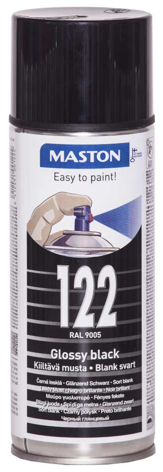 SPRAYMAALI KIILTÄVÄ MUSTA 122 400ML MASTON - Spraymaalit - 6412491001222 - 1
