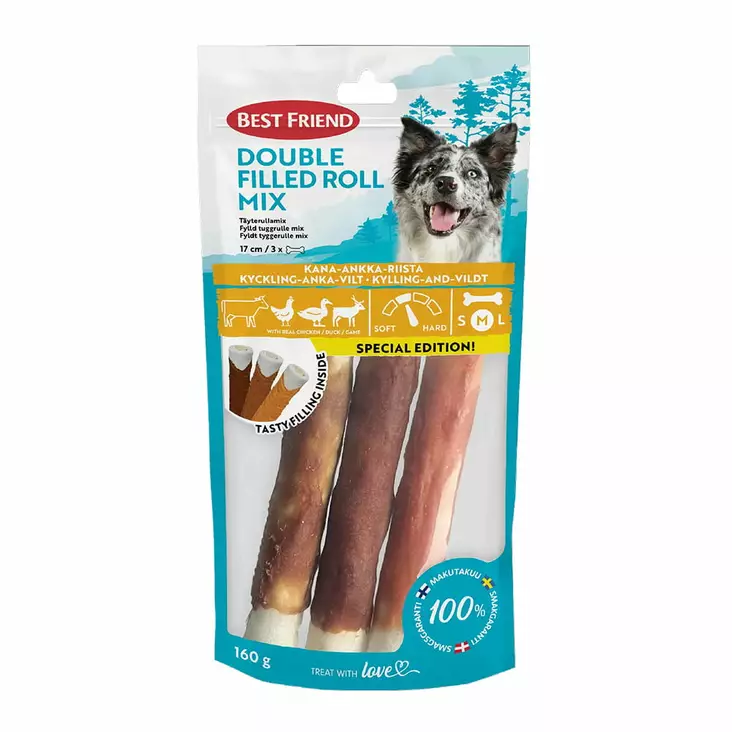 BF Douple täyterullamix 17cm 3kpl 160g - Koiranruoat ja herkut - 5700551172892 - 1