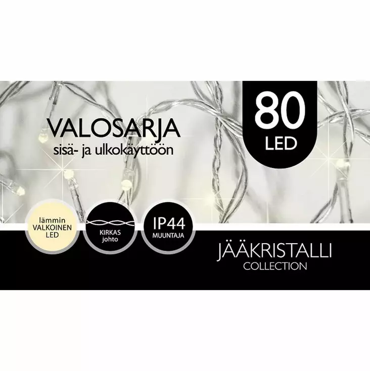 Ulkovalosarja LED 80Led Extra lämmin valkoinen - Valosarjat verkkovirta - 6438159052092 - 1
