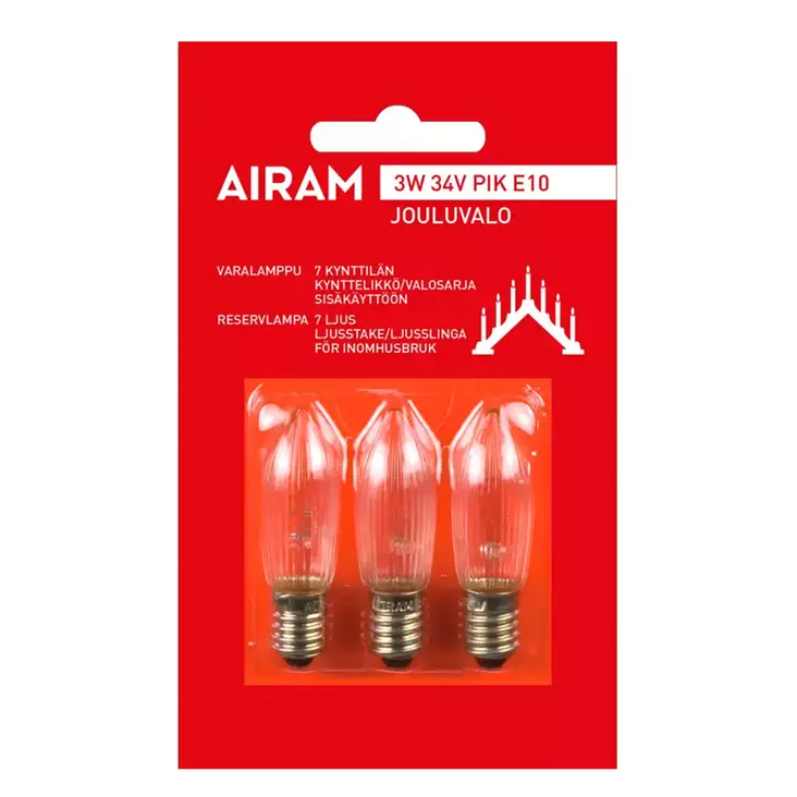 AIRAM VARALAMPUT 3 w 34 v - Valokoristeiden varalamput - 6435200000972 - 1