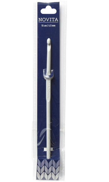 VIRKKUUKOUKKU 15cm 4,50mm Novita alumiini virkkuukoukku - Virkkuukoukut - 6412619674512 - 1