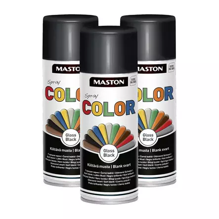3 x Spraymaali Color Kiiltävä musta 400m - Spraymaalit - 6412491201226R3 - 1
