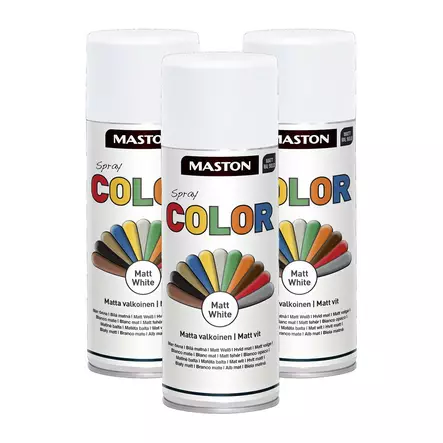 3 x Spraymaali Color Mattavalkoinen 400m - Spraymaalit - 6412491202216R3 - 1