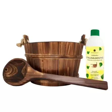 Emendo narukiulu ja kauha+ Sitruuna-menthol löylytuoksu - Kiulut ja löylykauhat - 6417892040573 - 1