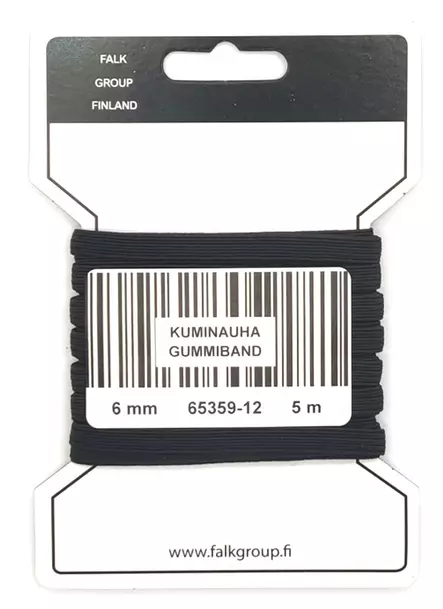 KUMINAUHA 6 MM MUSTA - Ompelulangat ja ompelutarvikkeet - 7316710063963 - 0