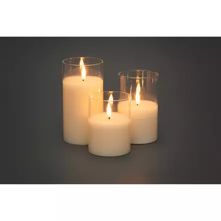 Lasikynttilät 3 kpl 3D Milton - LED-kynttilät - 6410416482323 - 2