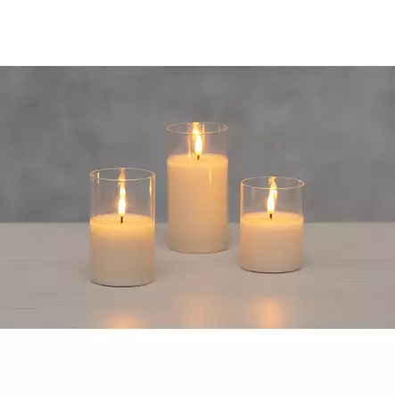 Lasikynttilät 3 kpl 3D Milton - LED-kynttilät - 6410416482323 - 1