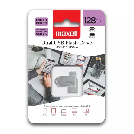 Maxell USB 3.2 GEN1 128GB USB A+C - Muistikortit ja muistitikut - 4902580788513 - 1