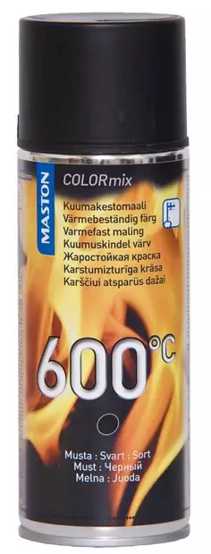 SPRAYMAALI KUUMAKESTOMAALI 600C MUSTA 400ML MASTON - Spraymaalit - 6412497102213 - 1