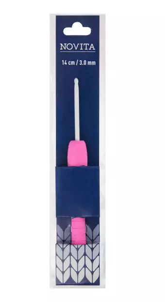 VIRKKUUKOUKKU ERGONOMINEN 14cm 3,00mm Novita virkkuukoukku ergonominen - Virkkuukoukut - 6412619573013 - 1