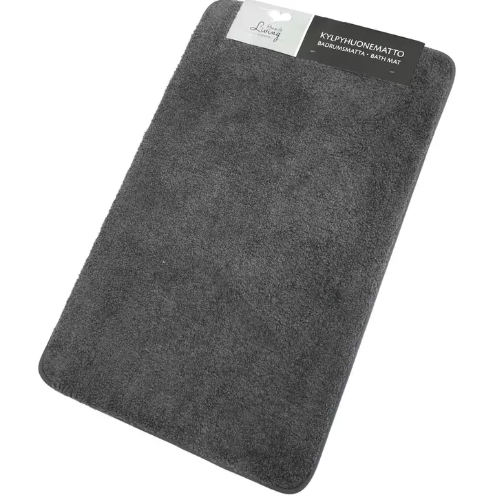 Kylpyhuonematto 50 x 80cm tumma harmaa - Kylpyhuonematot - 6438159369633 - 1