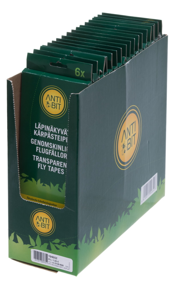 Antibit Kärpästeippi ikkunaan 6 kpl display - Kärpäslätkät ja hyönteisansat - 6410411946523 - 1