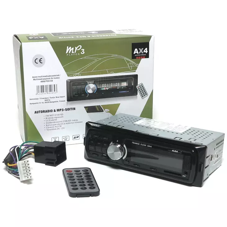 AUTOSTEREOT AX4 MP3 4x25W FM/MP3/USB/SD + Kaukosäädin - Autohifi - 6430050620653 - 1