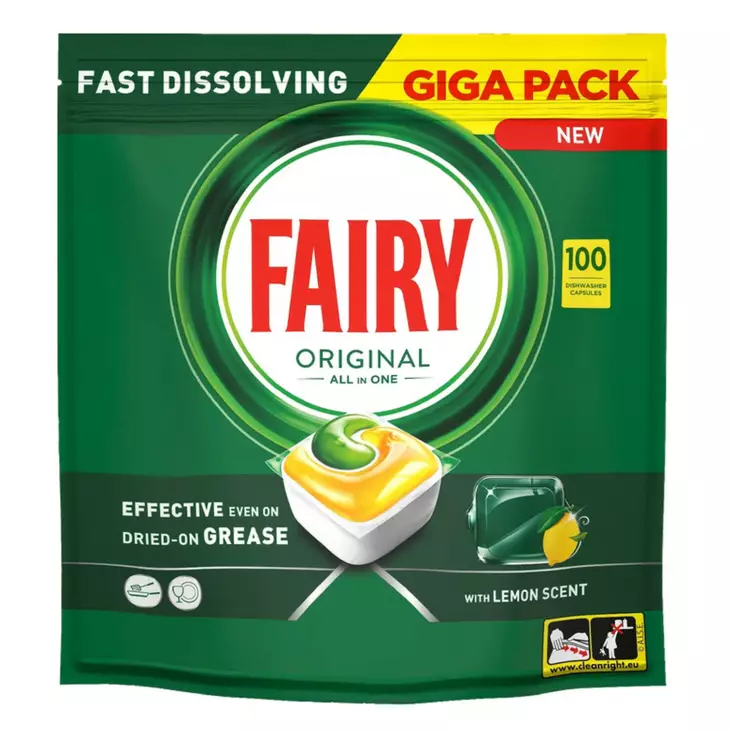 FAIRY ORIGINAL 100KPL KONETISKITABLETTI. - Konetiskiaineet - 8700216237383 - 1