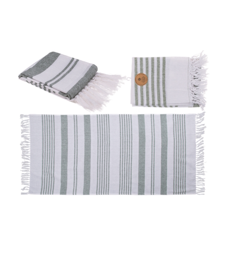 hamam pyyhe valkoinen vihre=C3=A4 - Kylpypyyhkeet ja käsipyyhkeet - 4029811460113 - 1