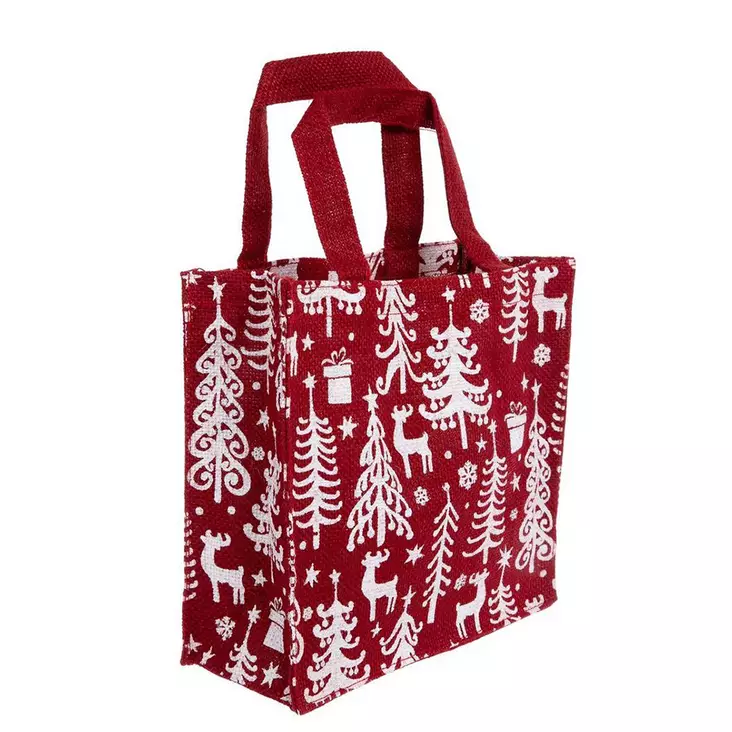 Juuttikassi punainen 20x20x10cm - Joulukoristetekstiilit - 6438506006273 - 1