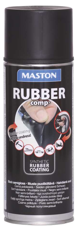 KUMIMAALI RUBBER COMP MUSTA PUOLIKIILTÄVÄ 400ML SPRAYMAALI MASTON - Spraymaalit - 6412490027353 - 1
