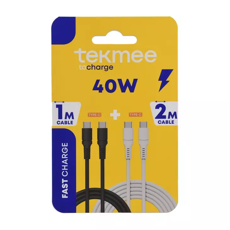 TEKMEE latausjohto usb-c 40W 2kpl - Laturit, kaapelit ja varavirtalähteet - 3661075377373 - 1