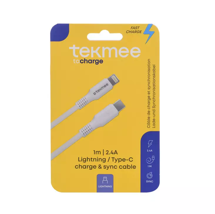Tekmee latausjohto 1m Lightning-USB-C - Laturit, kaapelit ja varavirtalähteet - 3661075296803 - 1