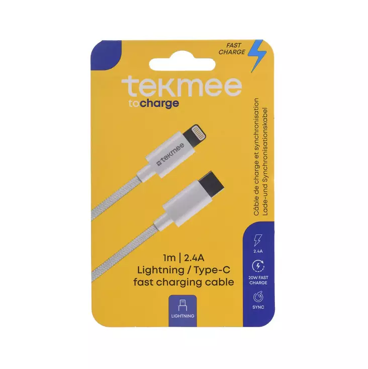 Tekmee latausjohto 1m Lightning-USB-C - Laturit, kaapelit ja varavirtalähteet - 3661075305093 - 1