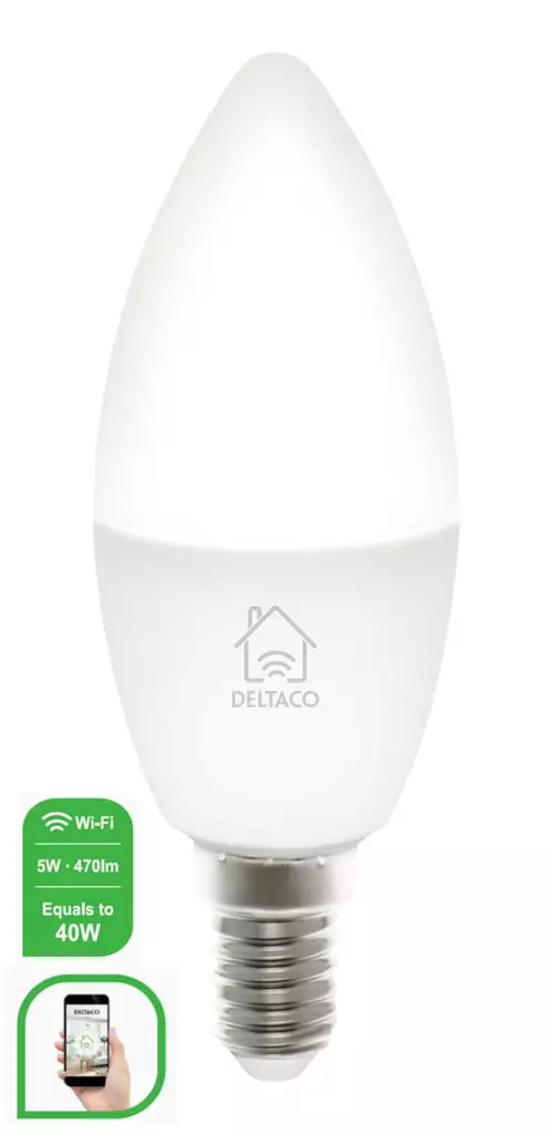 LED-ÄLYLAMPPU 5W E14 Wi-Fi DELTACO SH-LE14W - Lamput E14 kanta - 7333048041913 - 1