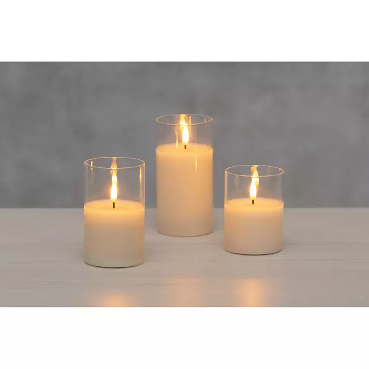 Lasikynttilät 3 kpl 3D Milton - LED-kynttilät - 6410416482323 - 1