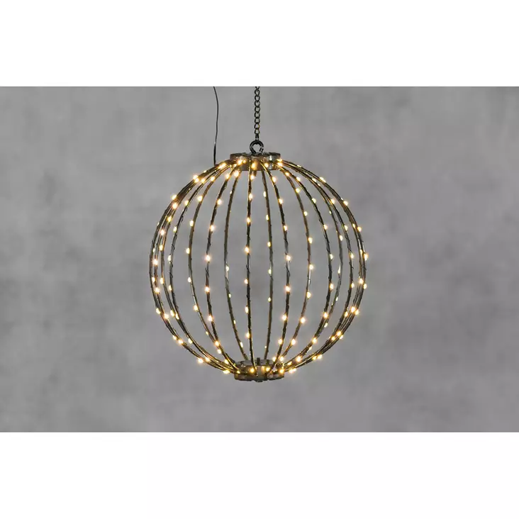 LED-valopallo 30 cm 160 LED lämminvalkoi - Valosarjat paristokäyttöiset - 6410416573113 - 1