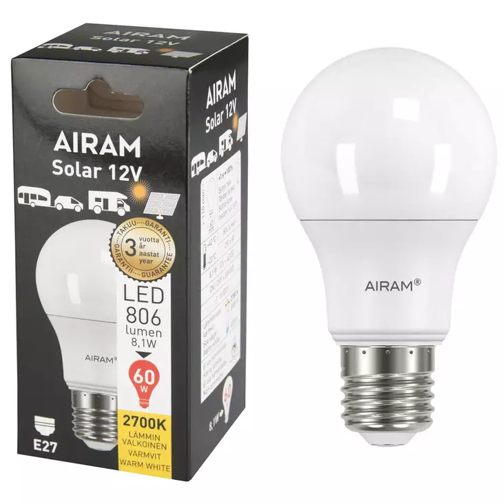 LED OP A60 8,1W/827 E27 12V - Lamput E27 kanta - 6435200249593 - 1