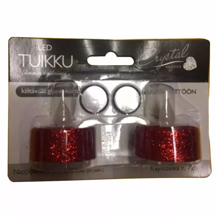 LED TUIKUT 2kpl/pkt punainen-glitter - LED-kynttilät - 6438159075183 - 1
