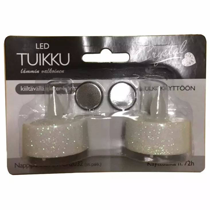 LED TUIKUT 2kpl/pkt valkoinen-glitter - LED-kynttilät - 6438159073493 - 1