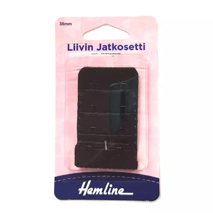 HEMLINE LIIVIN JATKOSETTI 38MM MUSTA - Ompelulangat ja ompelutarvikkeet - 9317385118703 - 1