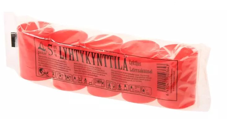 Lyhtykynttilä punainen 40x55 mm 5 kpl - Hautakynttilät - 6410411103643 - 1