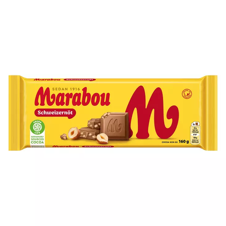 Marabou Schweizernöt suklaalevy 160g - Suklaat - 7622202238383 - 1