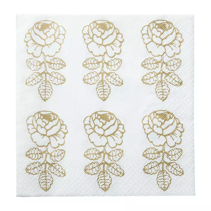 Servetti Marimekko Vihkiruusu kulta 24cm - Kahviliinat 24x24 - 6411632140233 - 1