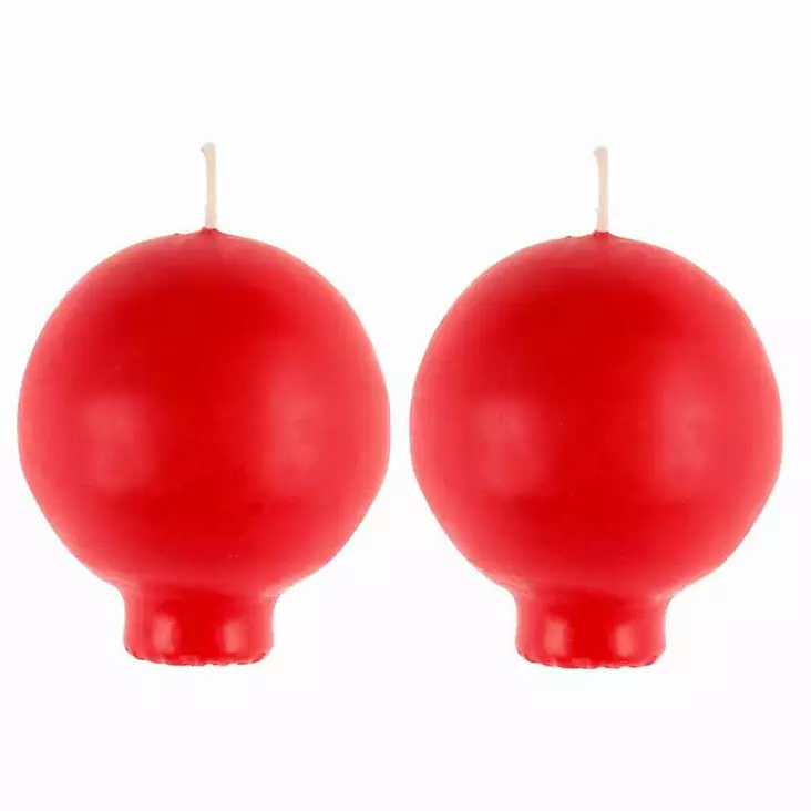 Pallokynttilä jalallinen 2 kpl punainen - Pallokynttilät ja pöytäkynttilät - 6410416114613 - 1