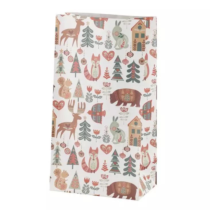 Paperipussi Folk 13x8x24cm 10kpl - Joulupaperipussit - 6410416365923 - 1