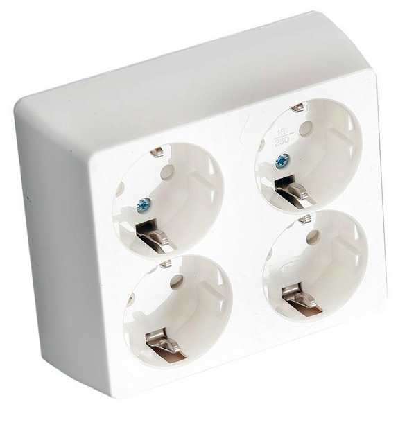 PISTORASIA 4-OSAINEN PINTA-ASENNETTAVA MAADOITETTU - Pistorasiat, haaroittimet ja kytkimet - 6438140942043 - 2