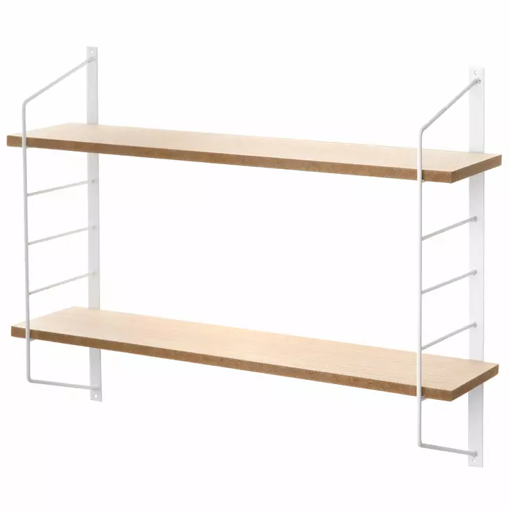 SEINÄHYLLY VALKOINEN 2-TASOA 4Living - Huonekalut - 6410413065703 - 1