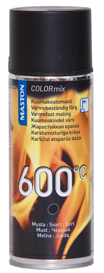 SPRAYMAALI KUUMAKESTOMAALI 600C MUSTA 400ML MASTON - Spraymaalit - 6412497102213 - 1