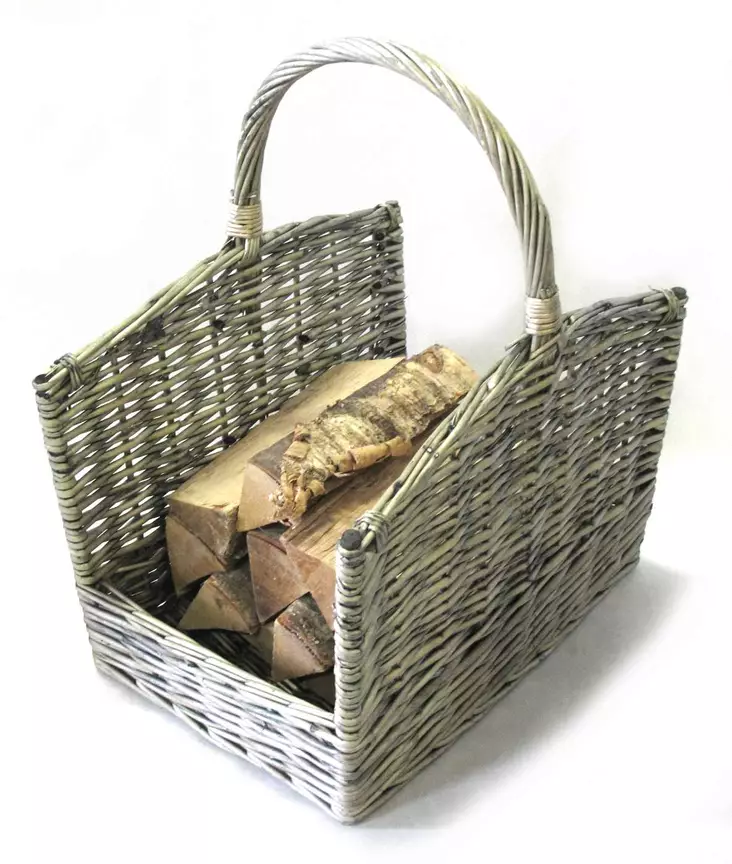 takkakori harmaa rottinkinen puukori - Puunkantotelineet - 6438168094533 - 1