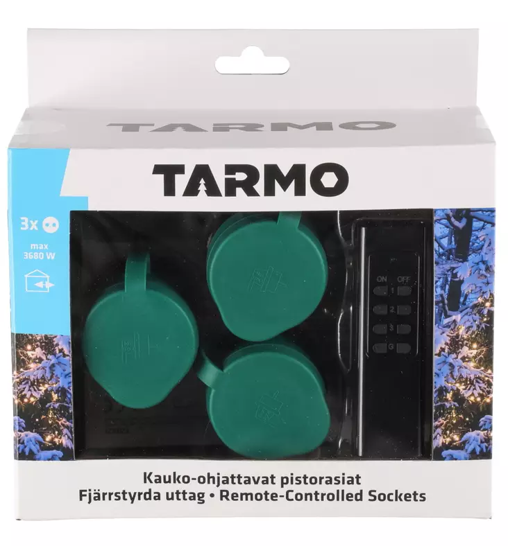 Kauko-ohjattavat pistorasiat ulkok=C3=A4ytt=C3=B6=C3=B6n. - Pistorasiat, haaroittimet ja kytkimet - 6410413209213 - 1